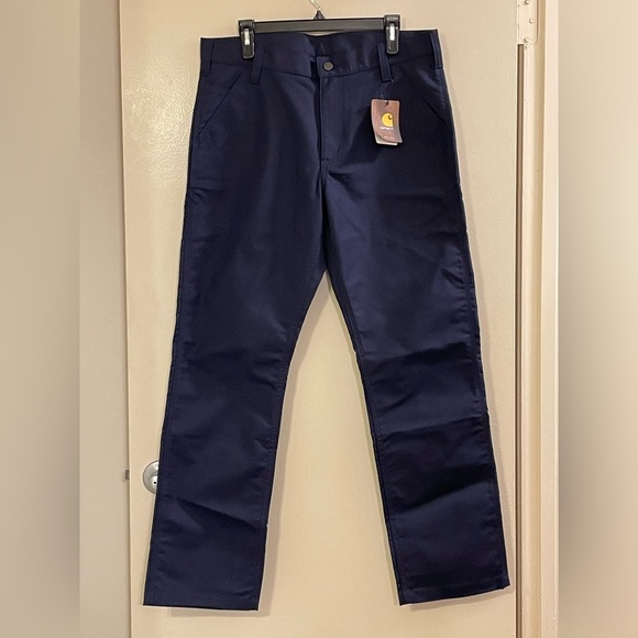 CARHARTT Rugged Flex Relaxed Fit Canvas Work Pant in Navy - Picture 4 of 9